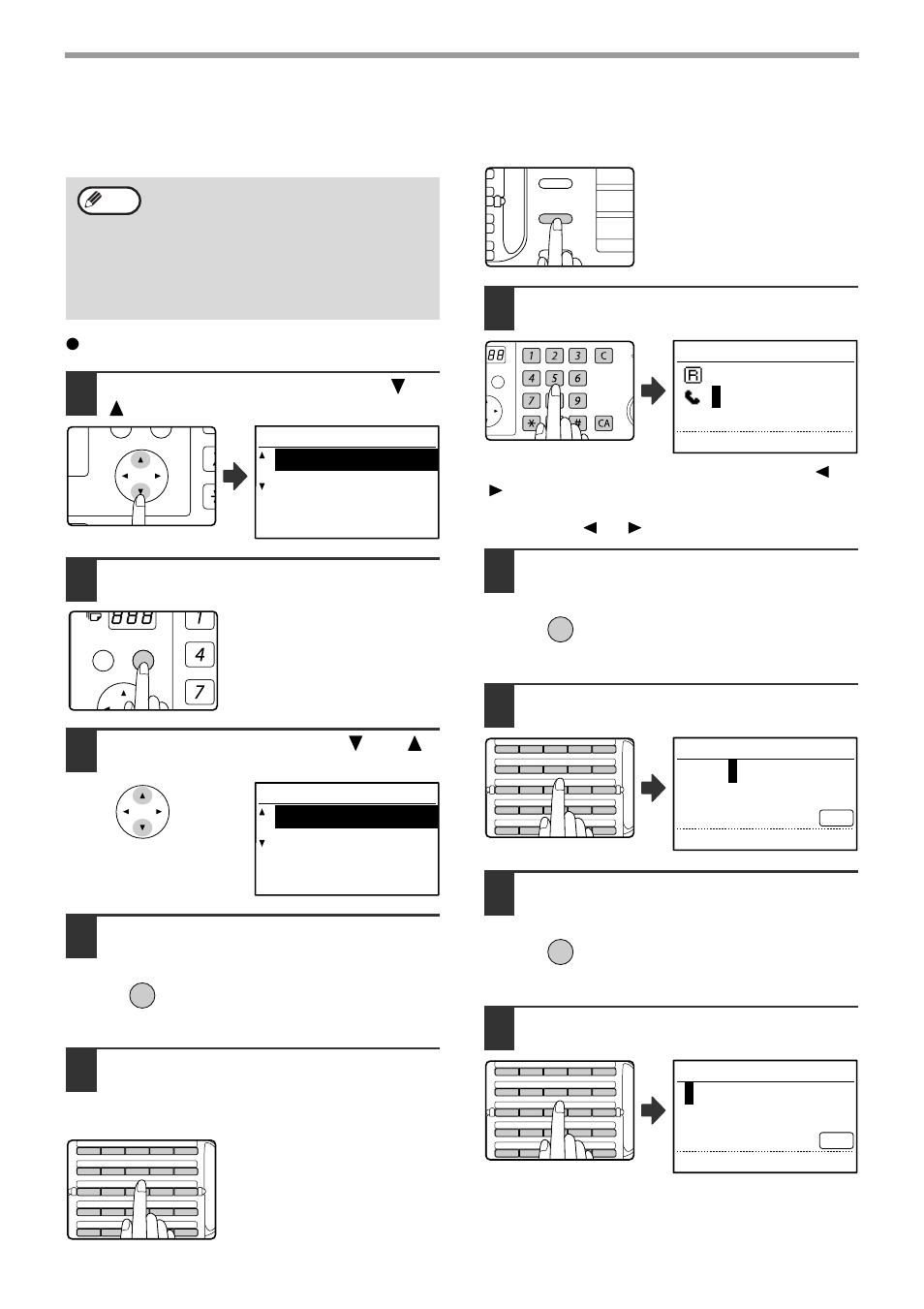 Ge 72, Change/delete rapid/speed group, Rapid/speed change delete | Enter name abcde, Key words a bcde [start]:enter, Select "rapid/speed" with the [ ] or [ ] key, Press the [ok] key, Select "change" with the [ ] or [ ] key, Editing and deleting auto-dial numbers, Editing a rapid key or speed dial number | Sharp MX-M232D User Manual | Page 74 / 119