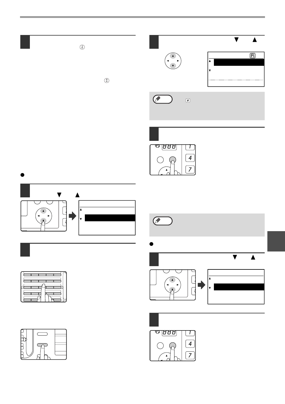 73 t, Rapid/speed change delete, Sbc co. delete no delete [#]:detail | Change/delete rapid/speed group, Select "delete" with the [ ] or [ ] key, Press the [ok] key, Select "group" with the [ ] or [ ] key, Deleting a rapid key or speed dial number, Editing and deleting group keys, Editing a group key | Sharp MX-M232D User Manual | Page 75 / 119