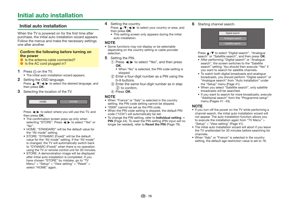 Initial auto installation | Sharp LC-90LE757K User Manual | Page 17 / 94