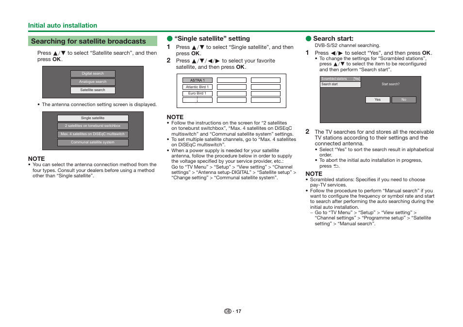 Searching for satellite broadcasts | Sharp LC-90LE757K User Manual | Page 19 / 94