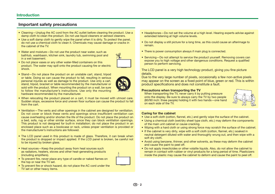 Important safety precautions | Sharp LC-90LE757K User Manual | Page 4 / 94