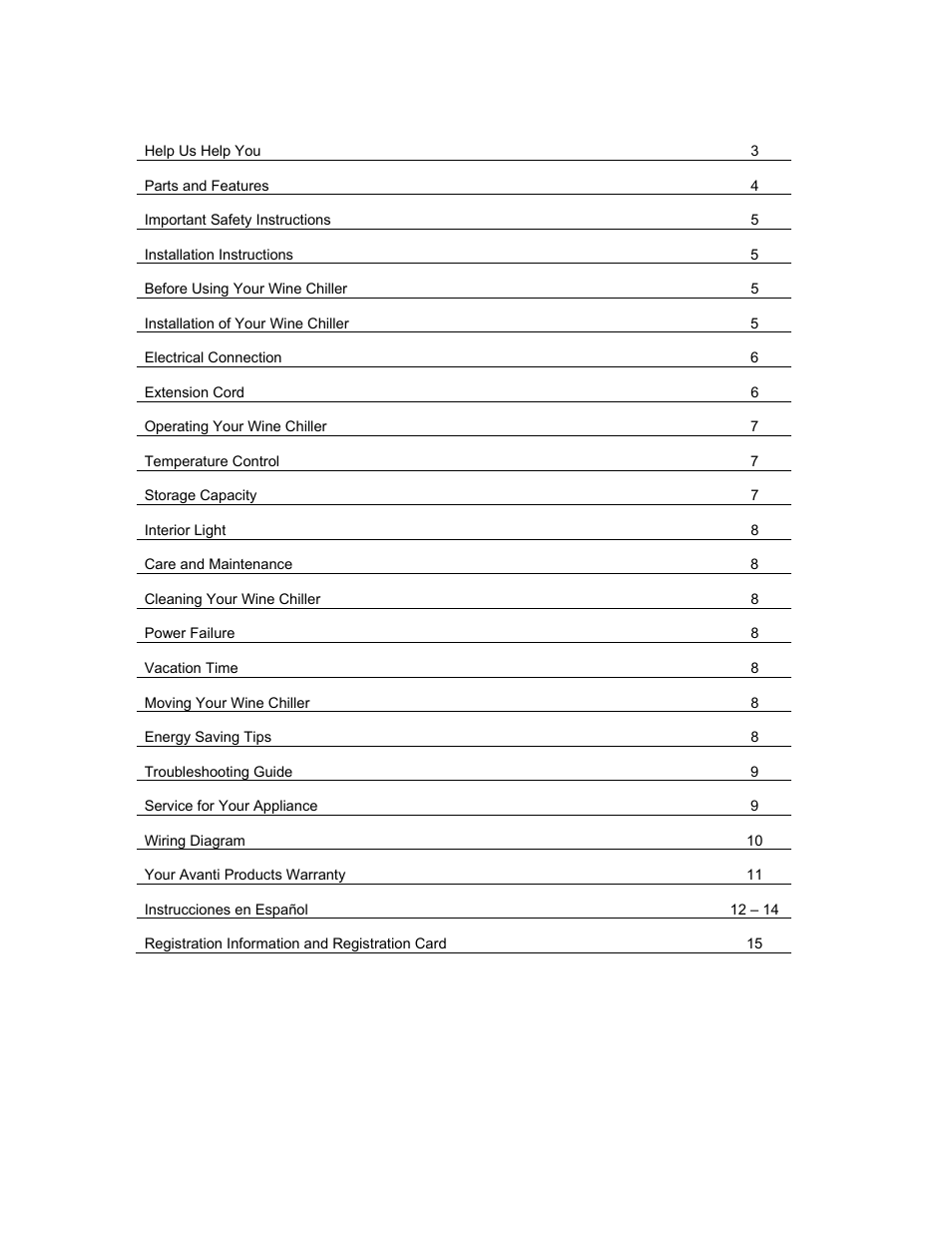 Avanti EWC18DZ User Manual | Page 2 / 16