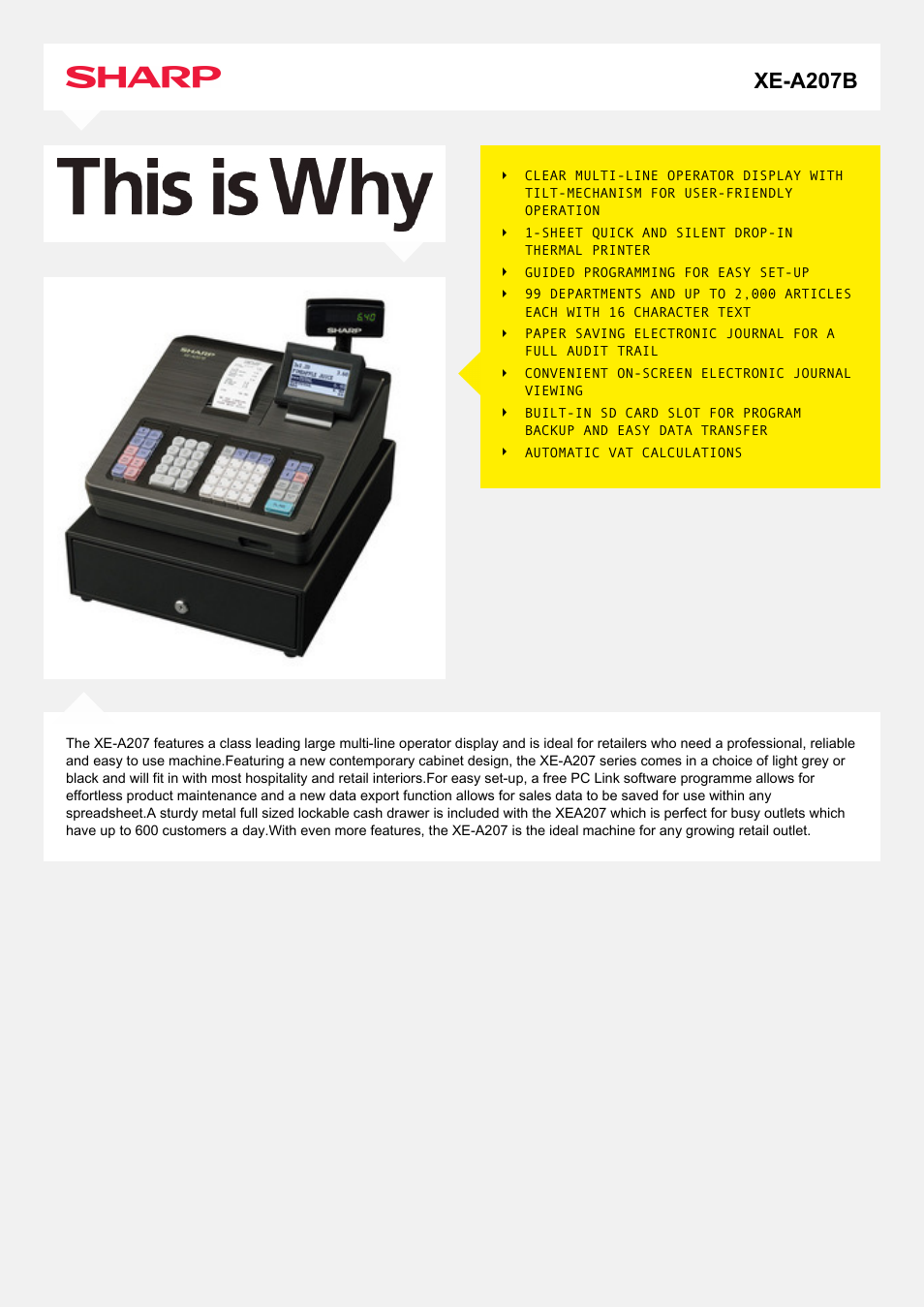 Sharp XE-A207B User Manual | 2 pages