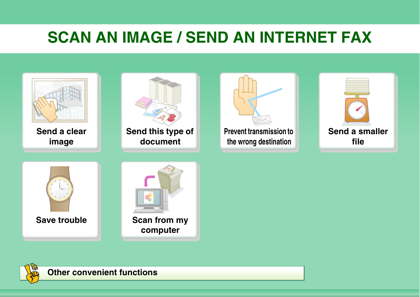 Scan an image, Send an internet fax, Scan an image / send an internet fax | Sharp MX-M264N User Manual | Page 26 / 794