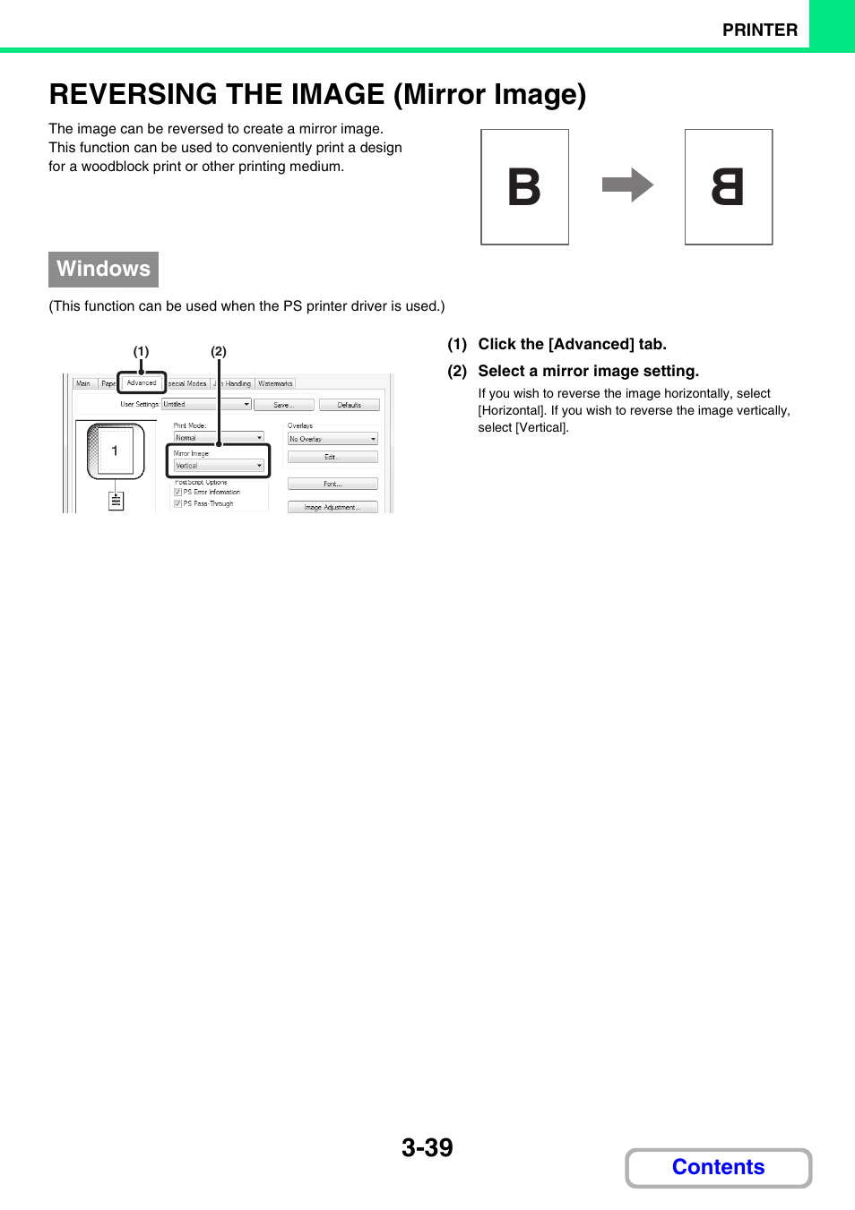 Z print a mirror-image, Reversing the image (mirror image) -39, Reversing the image (mirror image) | Sharp MX-M264N User Manual | Page 275 / 794