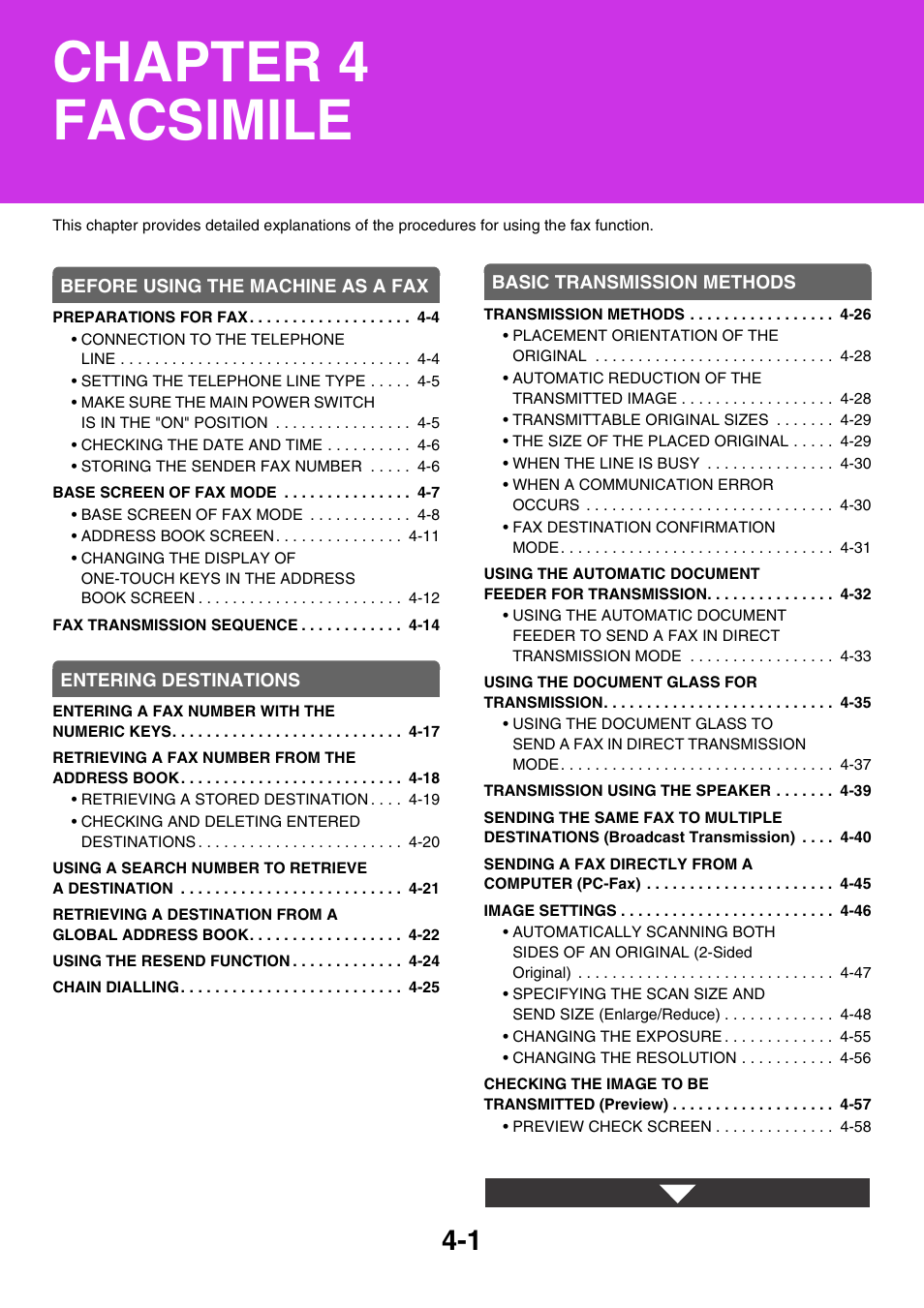 Facsimile, Chapter 4 facsimile | Sharp MX-M264N User Manual | Page 311 / 794