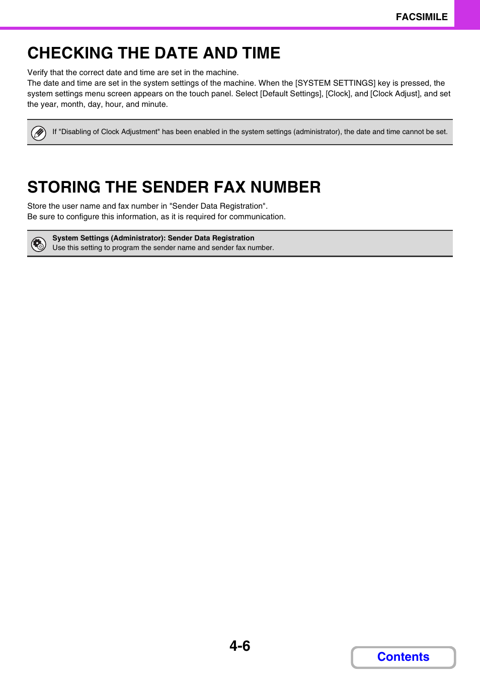 Checking the date and time -6, Storing the sender fax number -6, Checking the date and time | Storing the sender fax number | Sharp MX-M264N User Manual | Page 316 / 794