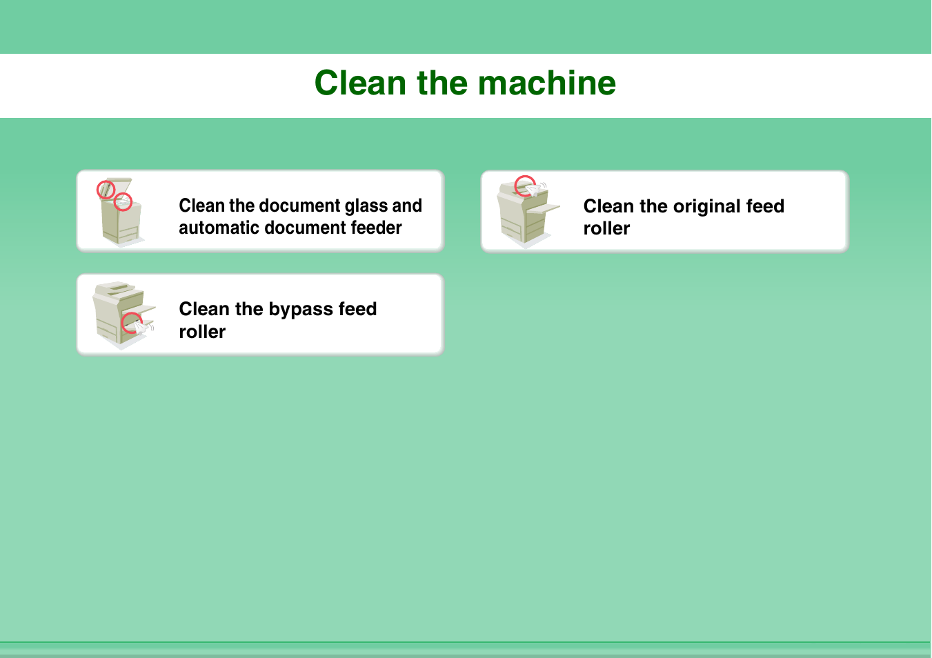 Clean the, Machine, Clean the machine | Sharp MX-M264N User Manual | Page 37 / 794