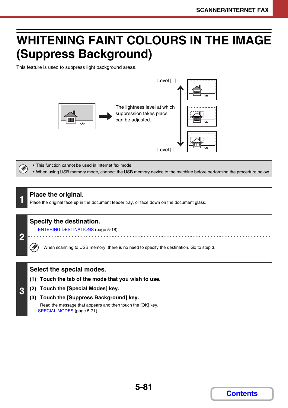 Suppress the background of a transmitted document, Original with background, E 5-81) | Sharp MX-M264N User Manual | Page 529 / 794