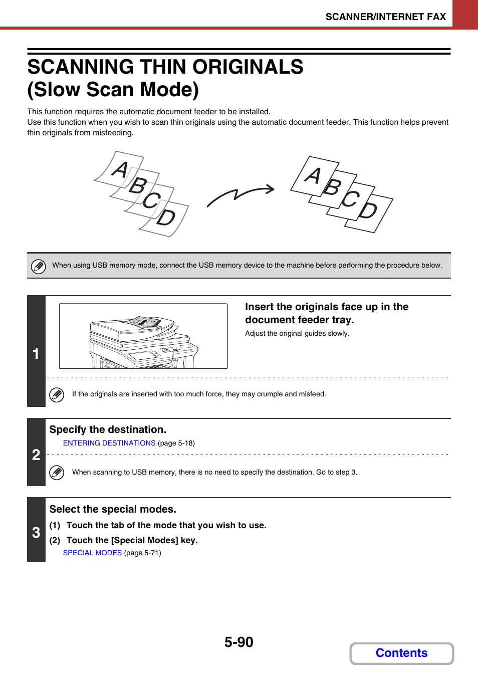 Z scan a thin original, Scanning thin originals (slow scan mode) -90, Scanning thin originals (slow scan mode) | Ge 5-90 | Sharp MX-M264N User Manual | Page 538 / 794