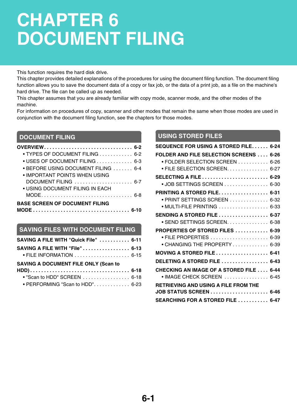 Document filing, Chapter 6 document filing | Sharp MX-M264N User Manual | Page 581 / 794