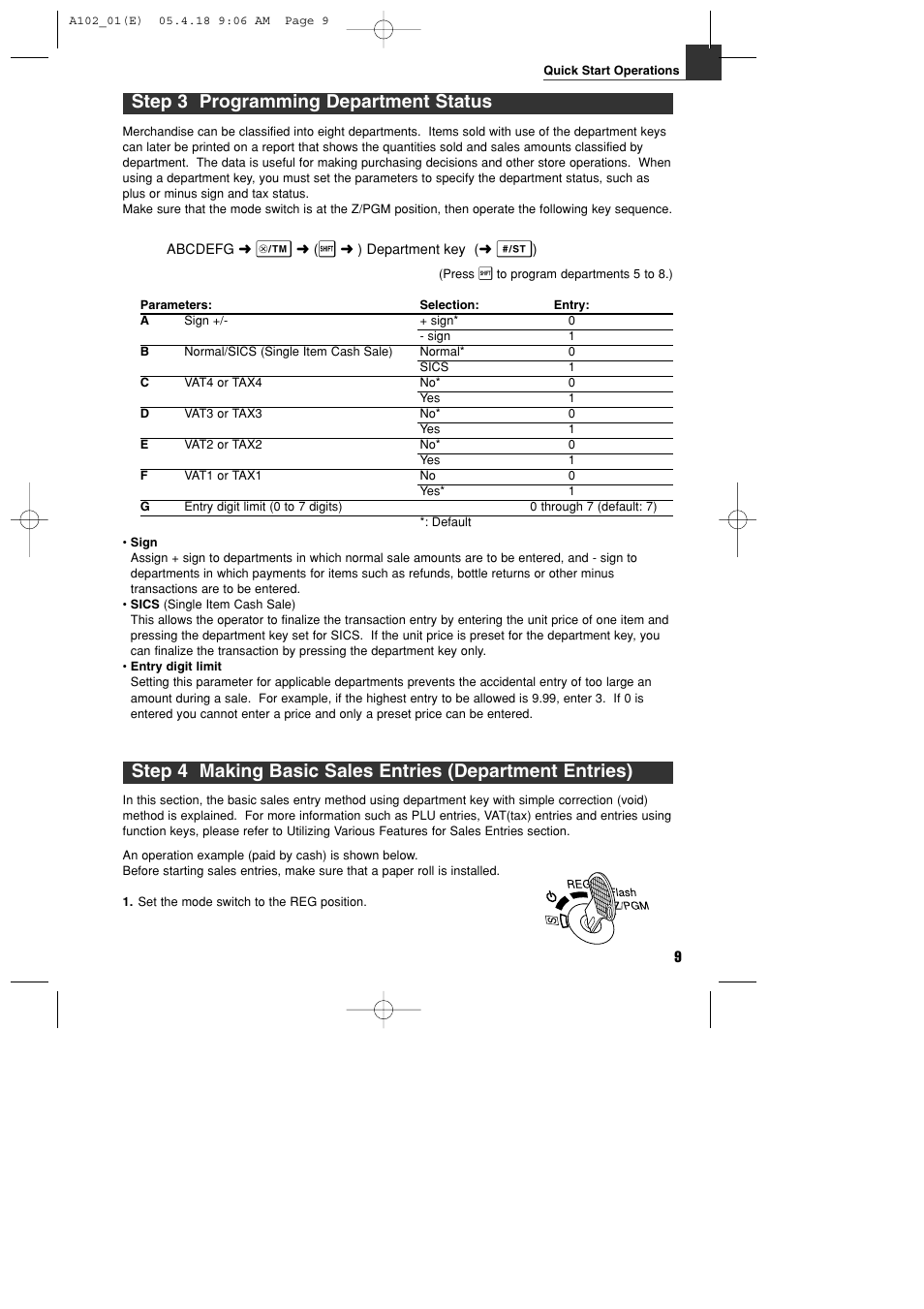 Step 3 programming department status | Sharp XE-A102B User Manual | Page 11 / 140