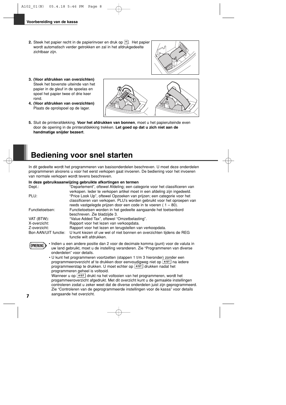 Bediening voor snel starten | Sharp XE-A102B User Manual | Page 118 / 140