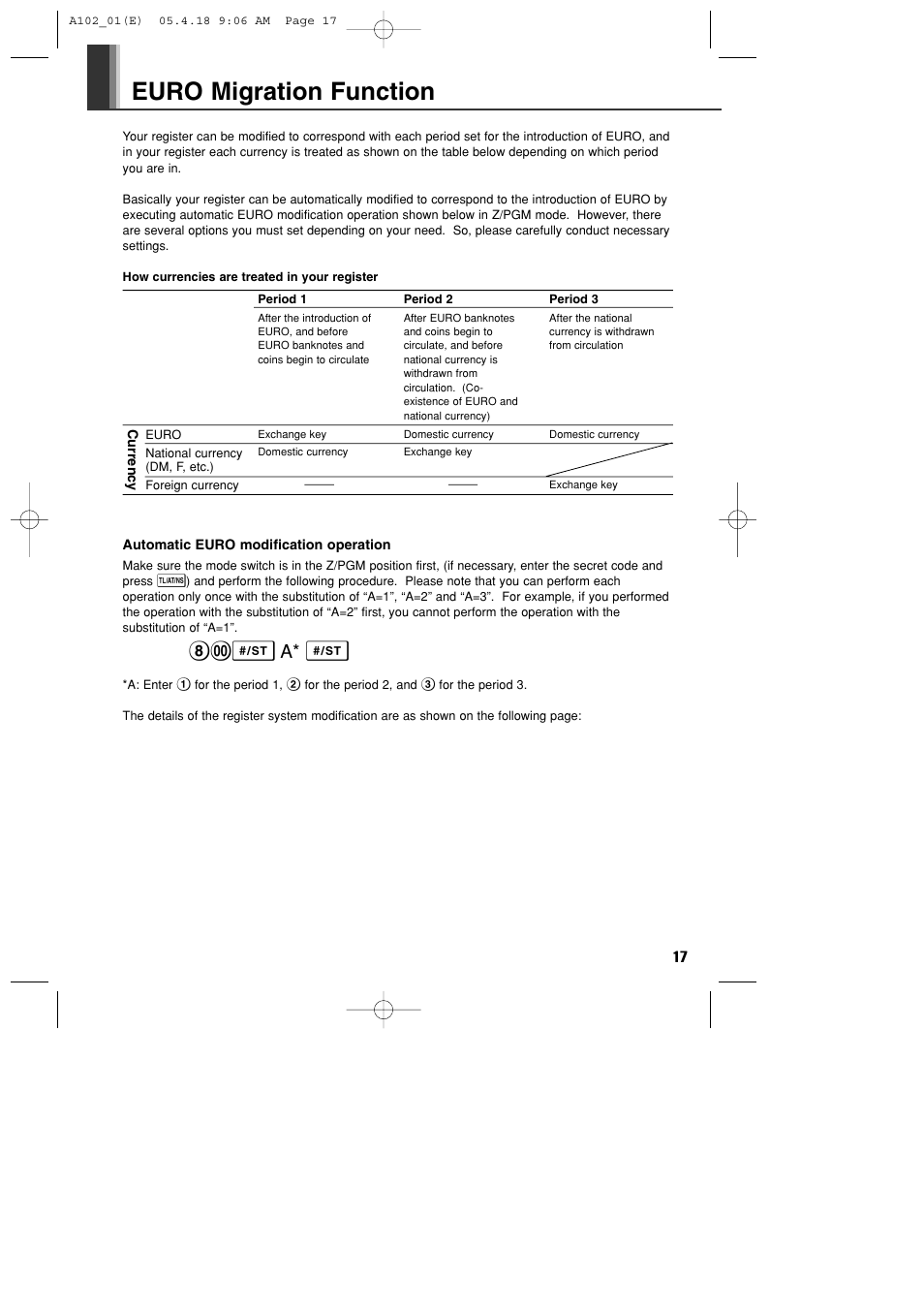 Euro migration function, S a* s | Sharp XE-A102B User Manual | Page 19 / 140