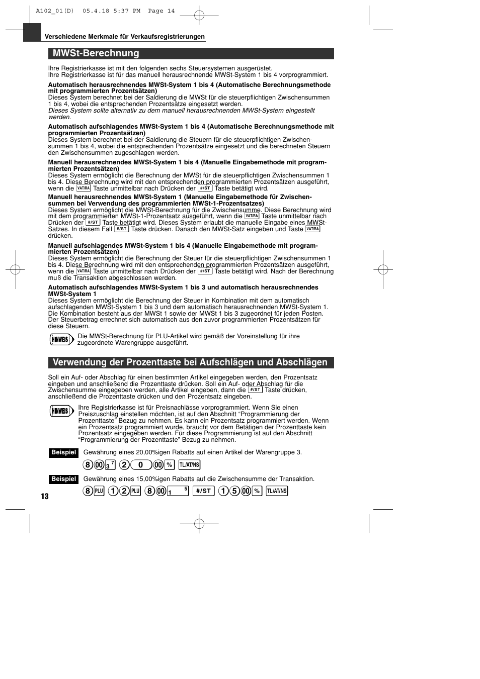 Mwst-berechnung, # 20:% t | Sharp XE-A102B User Manual | Page 42 / 140