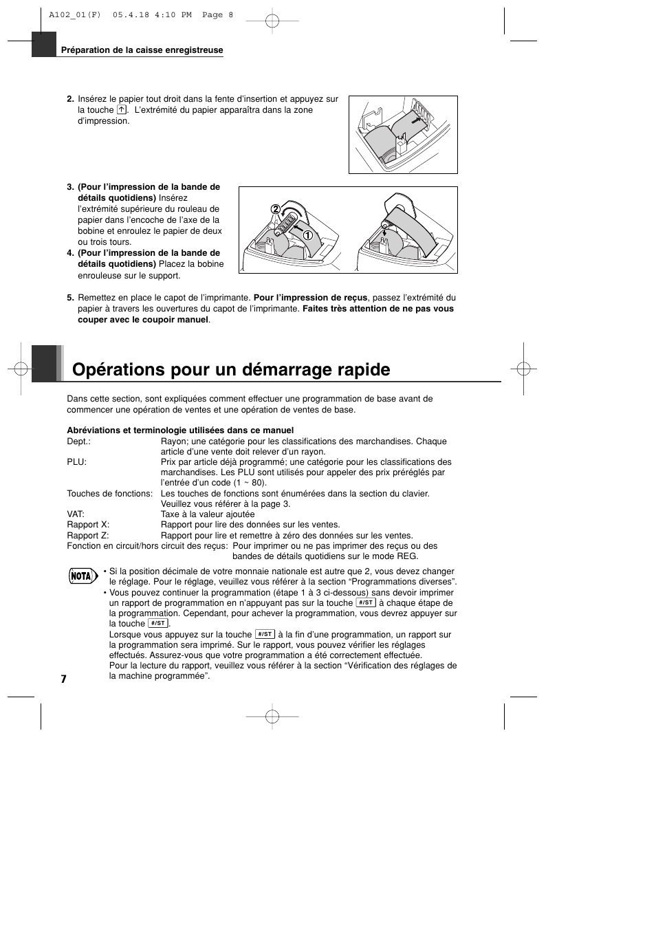 Opérations pour un démarrage rapide | Sharp XE-A102B User Manual | Page 64 / 140