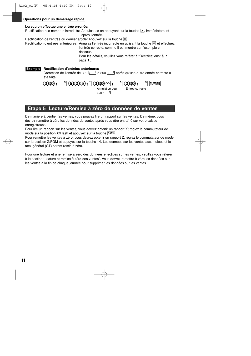 Etape 5 lecture/remise à zéro de données de ventes | Sharp XE-A102B User Manual | Page 68 / 140