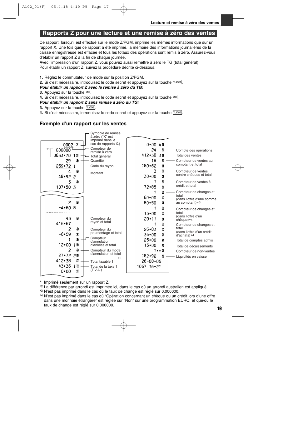 Exemple d’un rapport sur les ventes | Sharp XE-A102B User Manual | Page 73 / 140