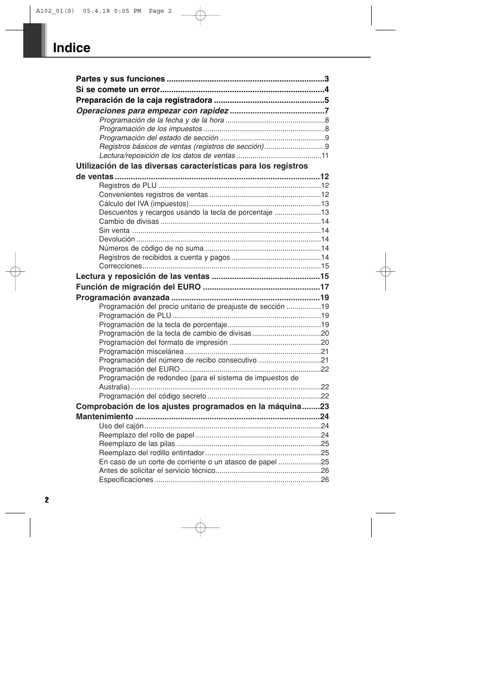 Indice | Sharp XE-A102B User Manual | Page 86 / 140