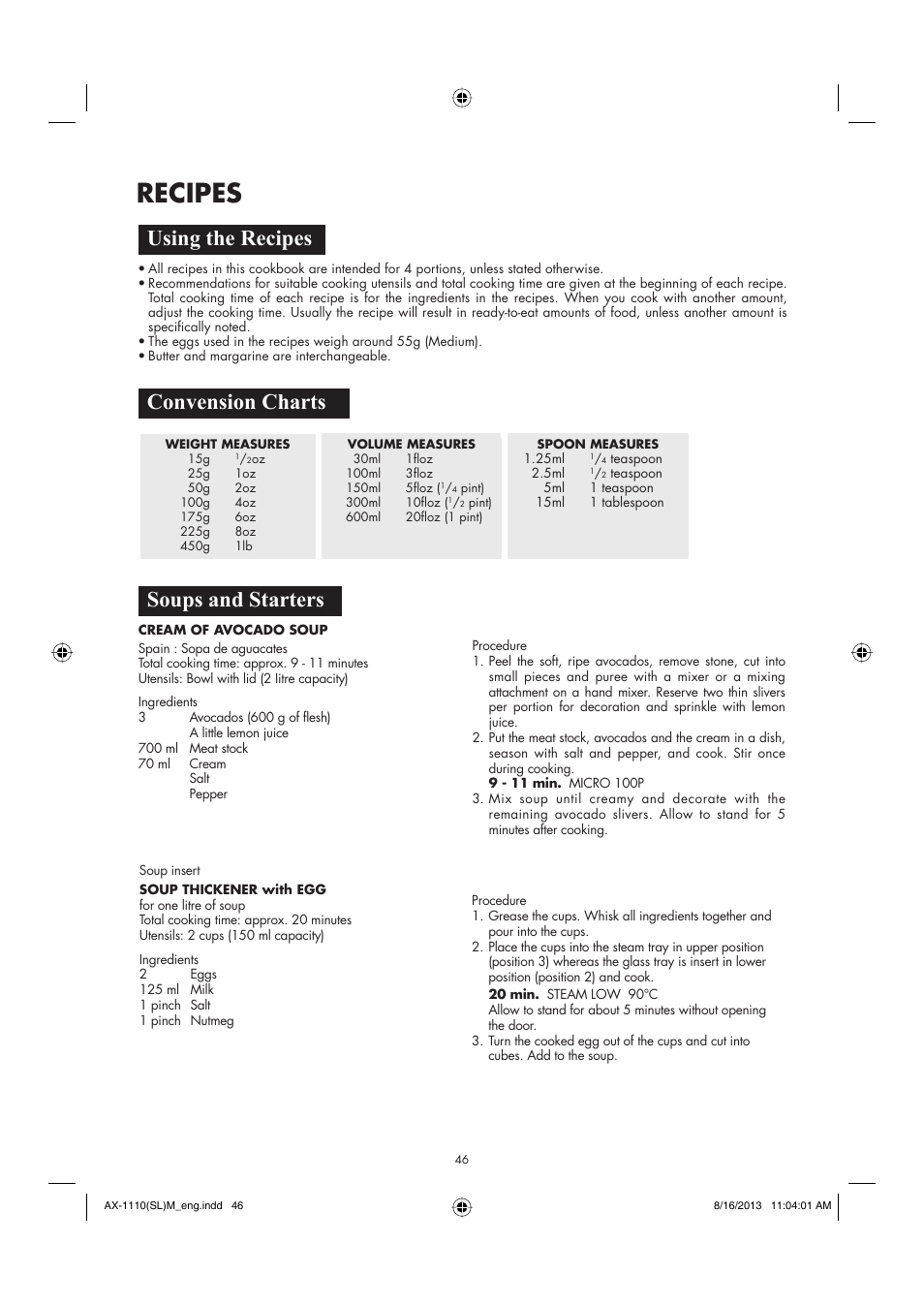 Recipes | Sharp AX-1110SLM User Manual | Page 48 / 59