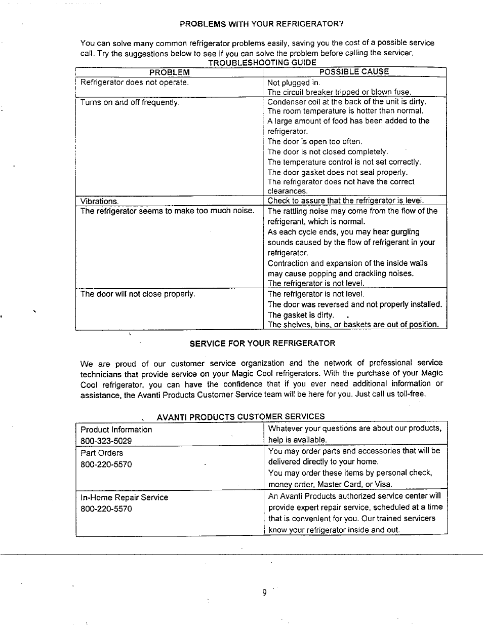 Avanti 509XBL User Manual | Page 10 / 14