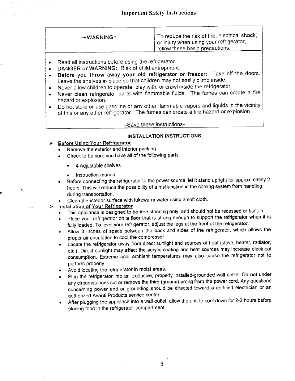 Avanti 509XBL User Manual | Page 6 / 14