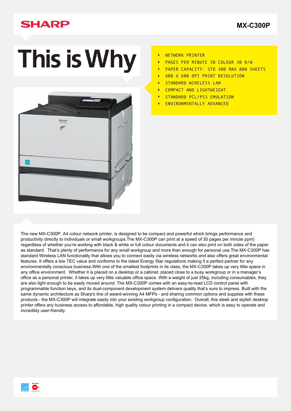 Sharp MX-C300P User Manual | 2 pages