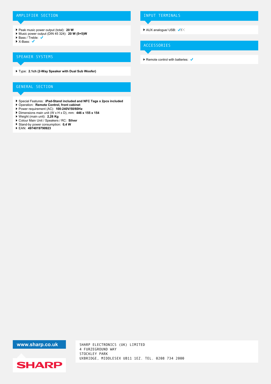 Sharp GX-BT3 User Manual | Page 2 / 2