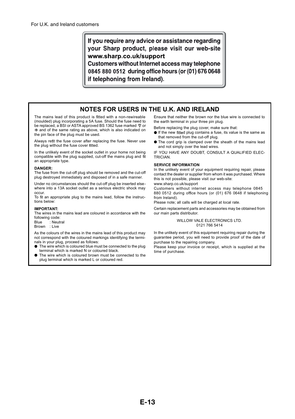 E-13 | Sharp GX-BT3 User Manual | Page 14 / 16