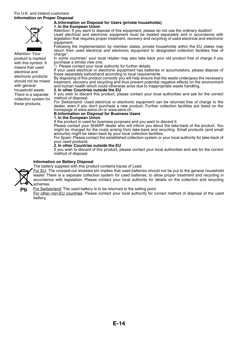 E-14 | Sharp GX-BT3 User Manual | Page 15 / 16