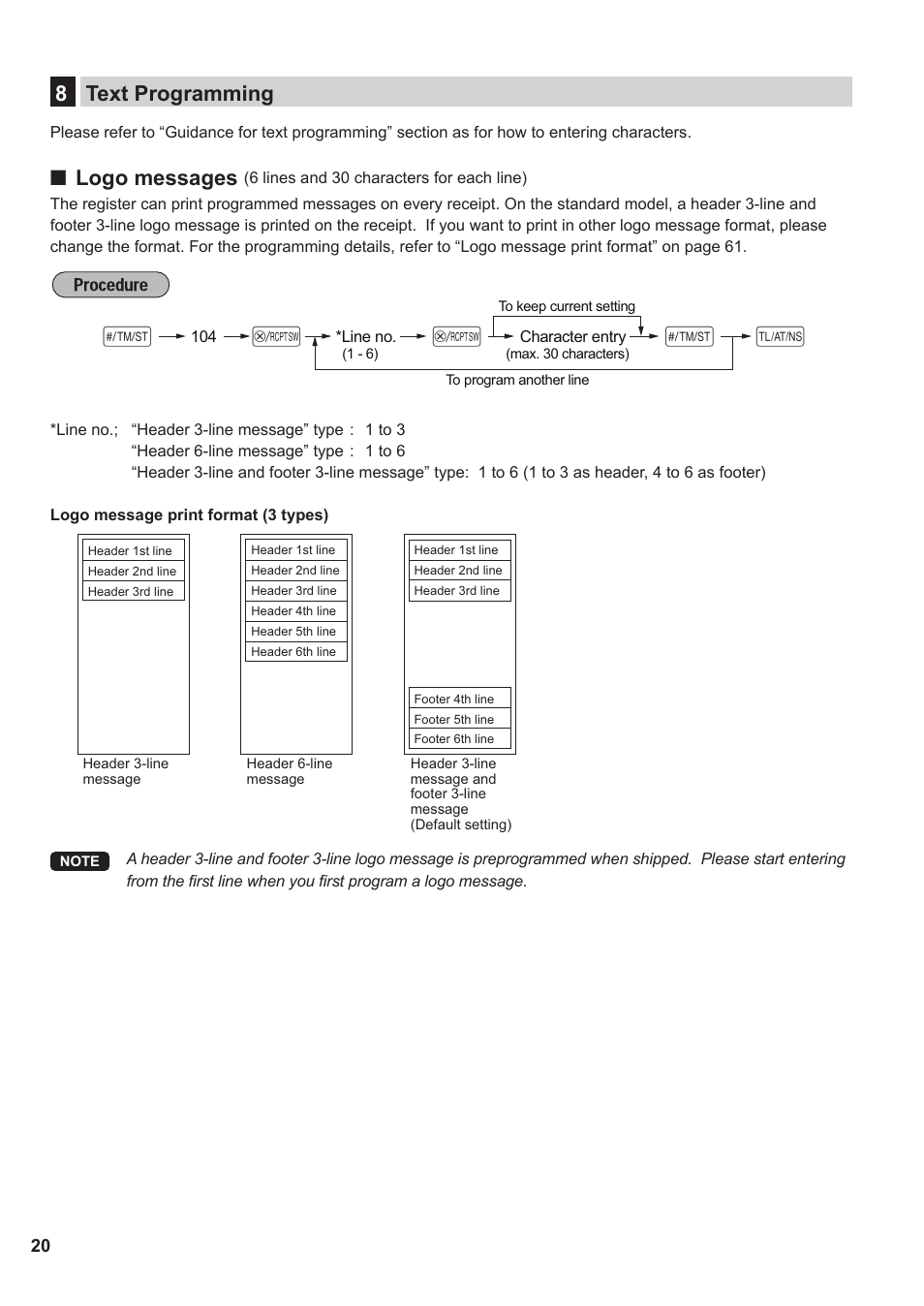 8 text programming, As s, 8text programming | Logo messages | Sharp XE-A137-BK User Manual | Page 22 / 86