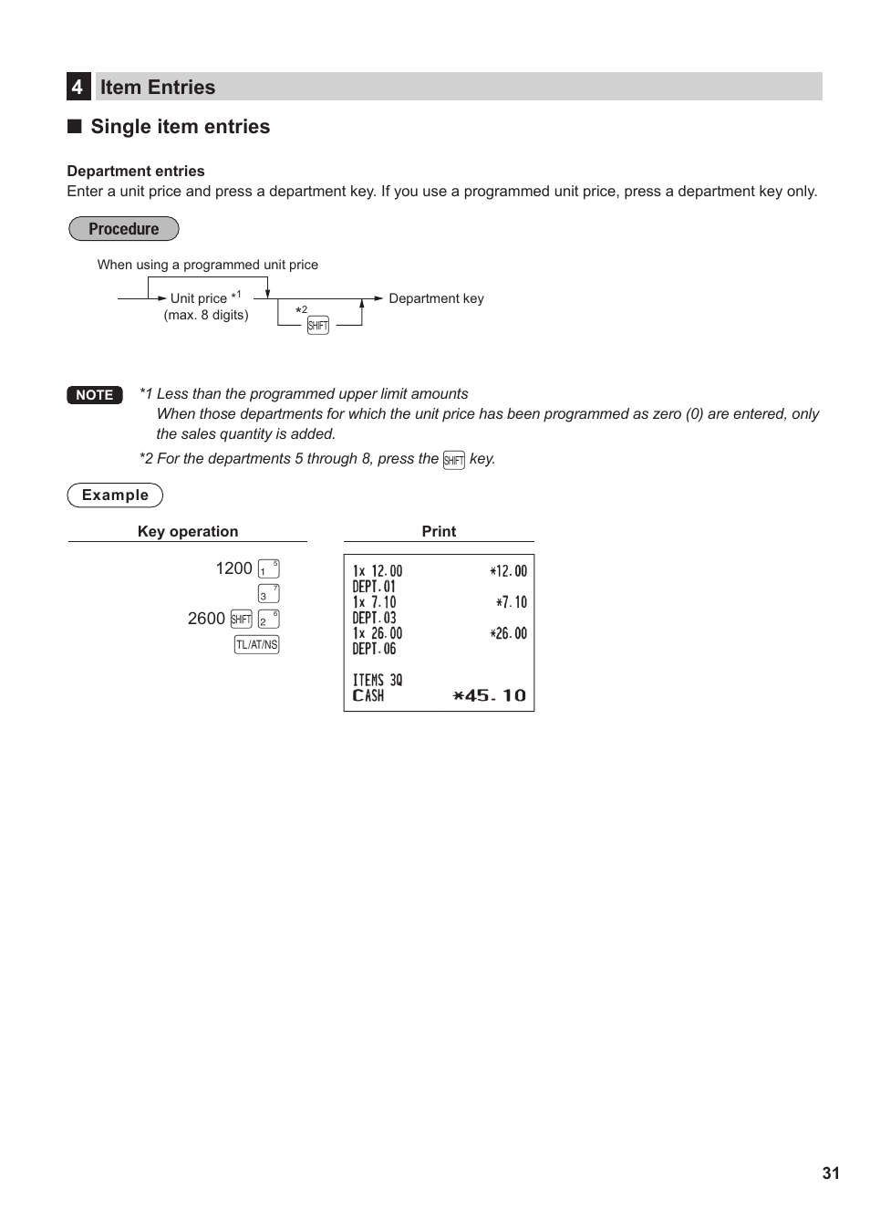 4 item entries, 4item entries ■ single item entries | Sharp XE-A137-BK User Manual | Page 33 / 86