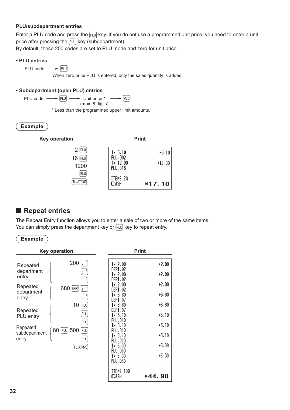 P p p, P p a, Repeat entries | Sharp XE-A137-BK User Manual | Page 34 / 86