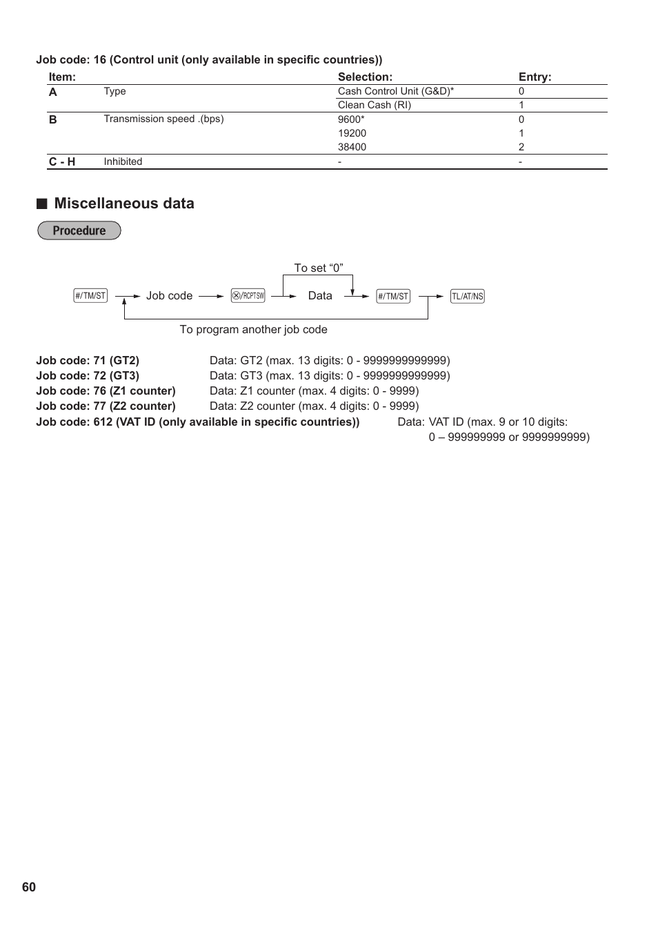 S@ a, Miscellaneous data | Sharp XE-A137-BK User Manual | Page 62 / 86