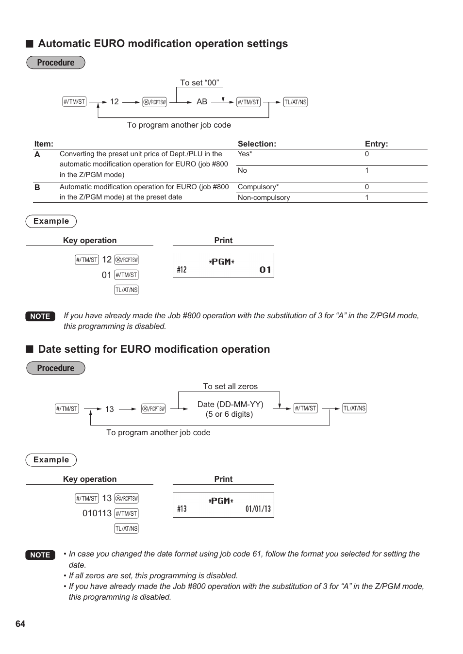 Automatic euro modification operation settings, Date setting for euro modification operation | Sharp XE-A137-BK User Manual | Page 66 / 86