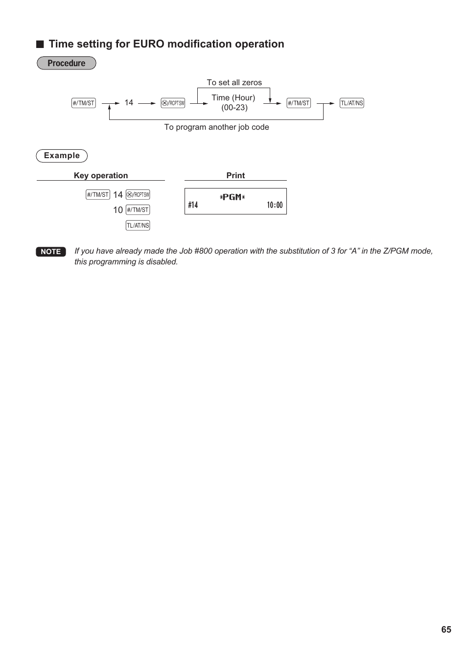 Time setting for euro modification operation | Sharp XE-A137-BK User Manual | Page 67 / 86