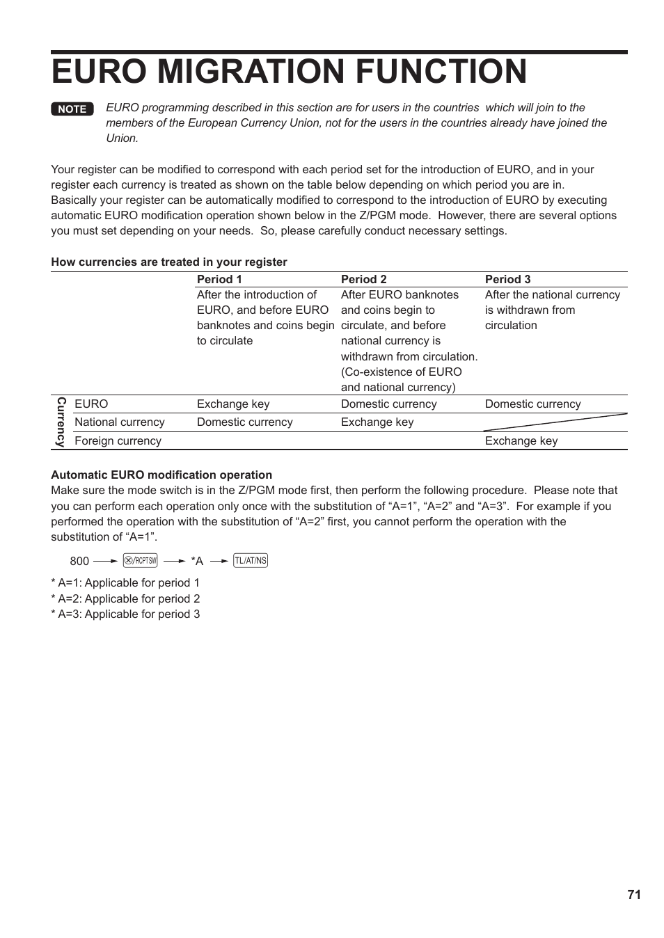 Euro migration function | Sharp XE-A137-BK User Manual | Page 73 / 86