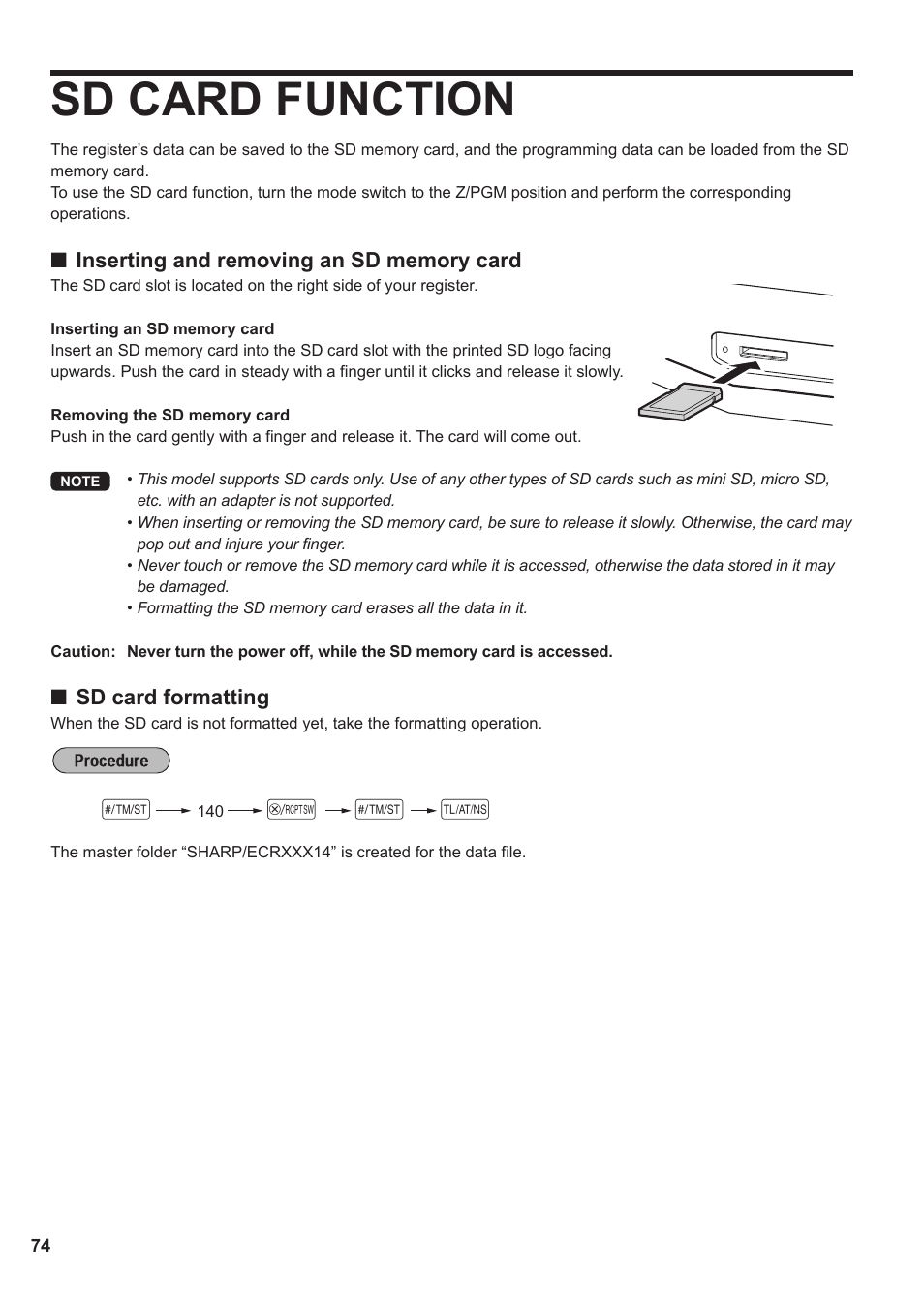 Sd card function, Sa @ s | Sharp XE-A137-BK User Manual | Page 76 / 86