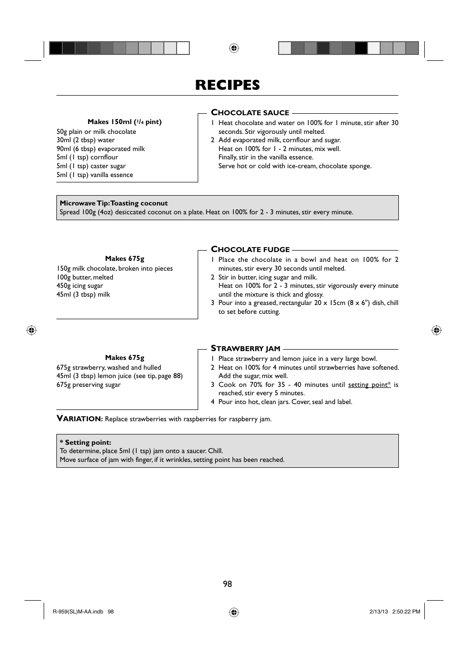 Recipes | Sharp R-959SLMAA User Manual | Page 100 / 103