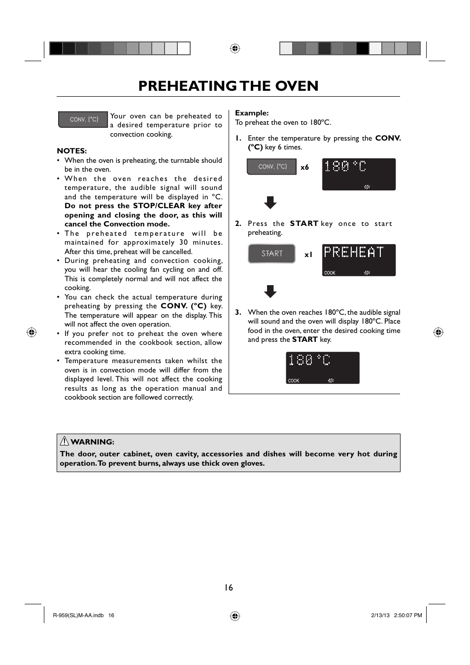 Preheating the oven | Sharp R-959SLMAA User Manual | Page 18 / 103