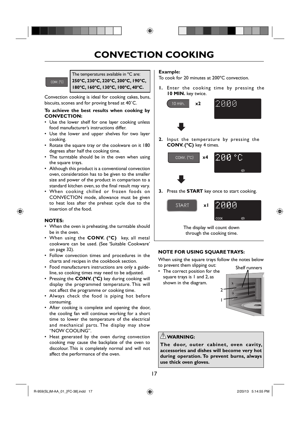 Convection cooking | Sharp R-959SLMAA User Manual | Page 19 / 103