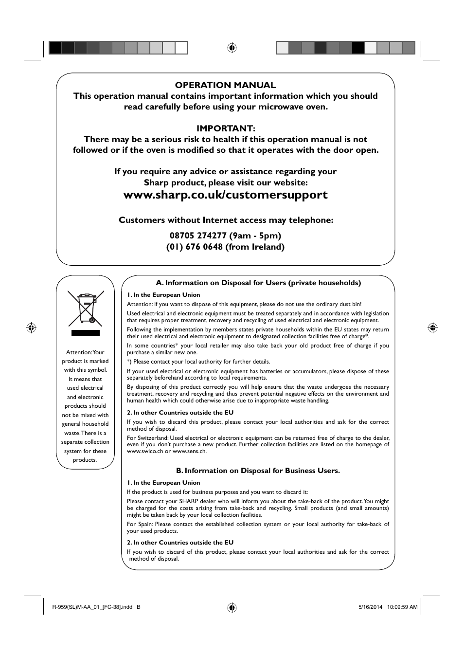 Sharp R-959SLMAA User Manual | Page 2 / 103