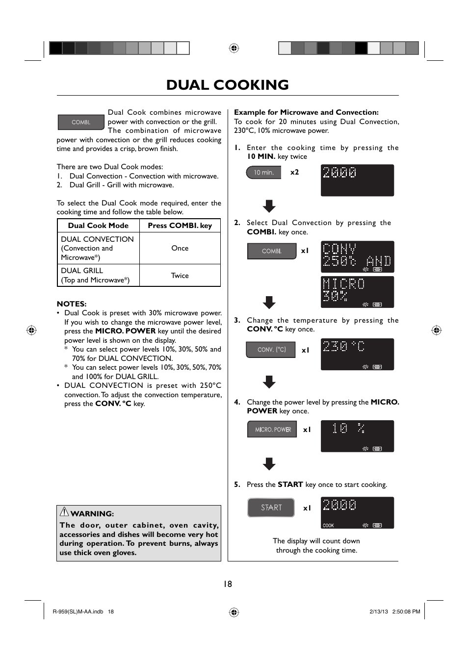 Dual cooking | Sharp R-959SLMAA User Manual | Page 20 / 103