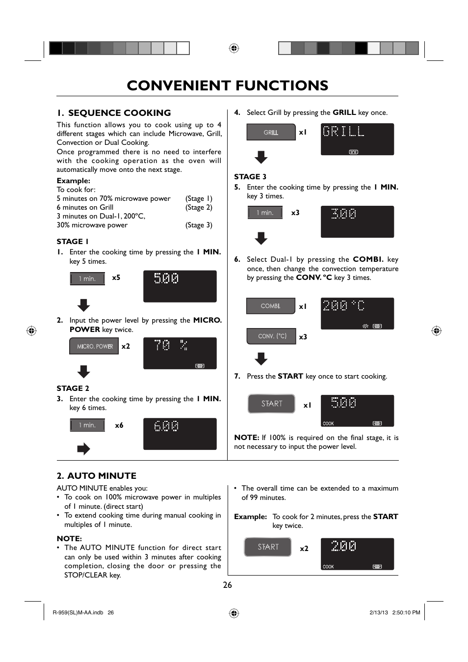 Convenient functions | Sharp R-959SLMAA User Manual | Page 28 / 103