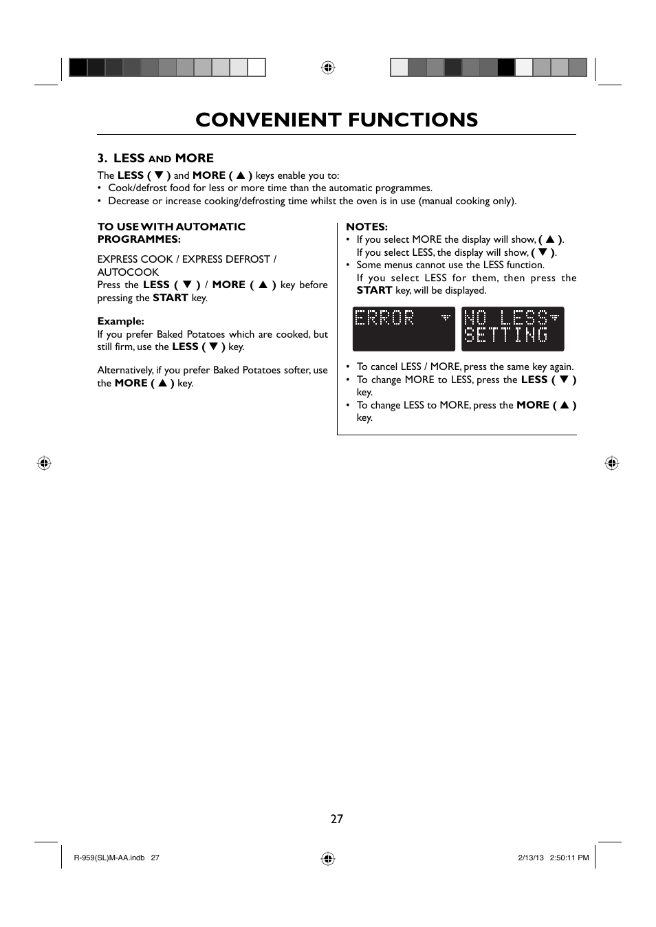 Convenient functions | Sharp R-959SLMAA User Manual | Page 29 / 103