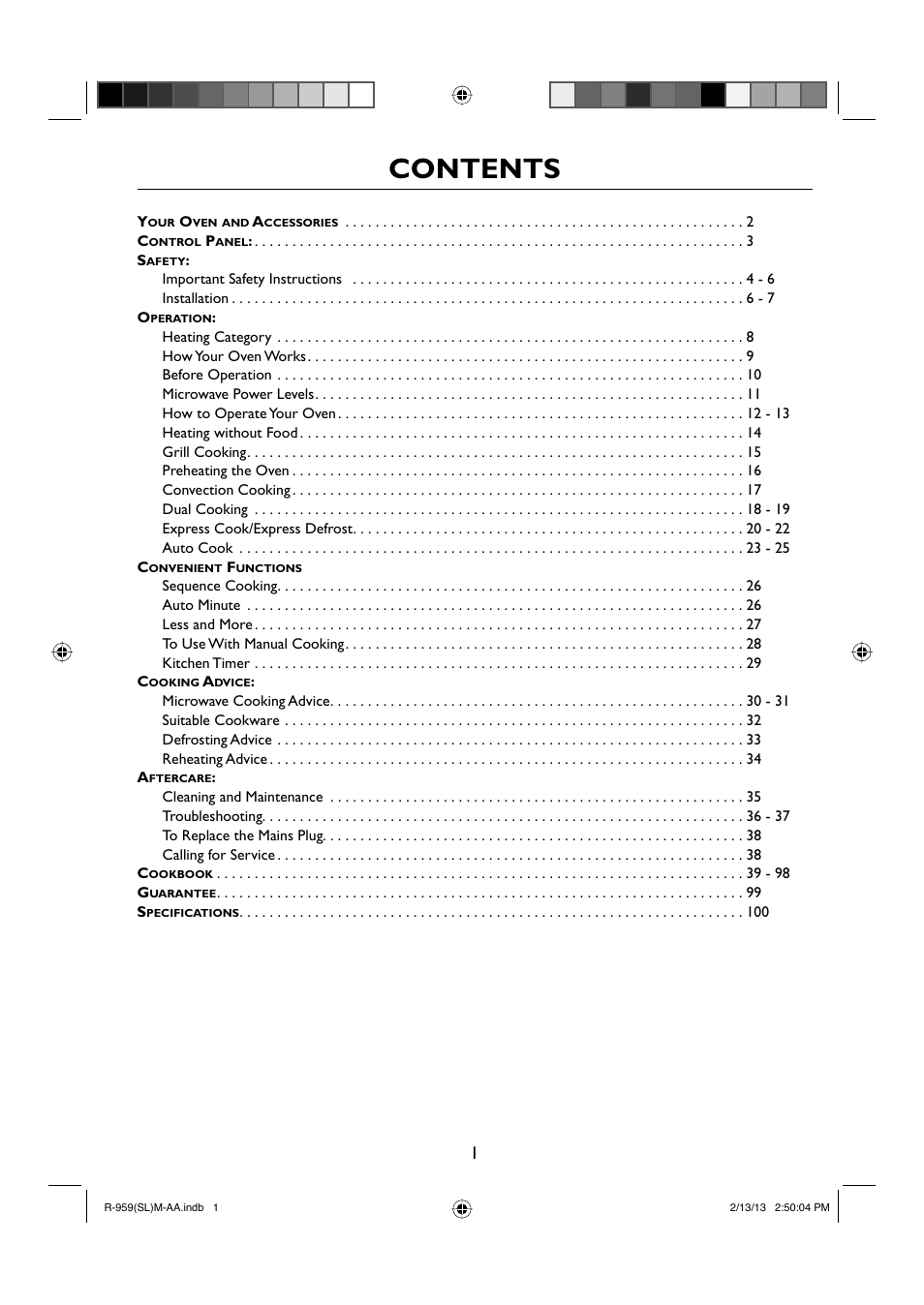 Sharp R-959SLMAA User Manual | Page 3 / 103