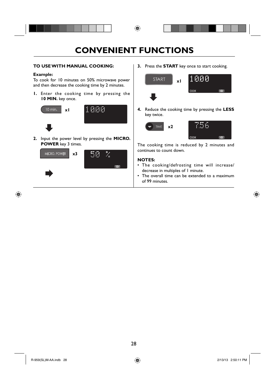 Convenient functions | Sharp R-959SLMAA User Manual | Page 30 / 103