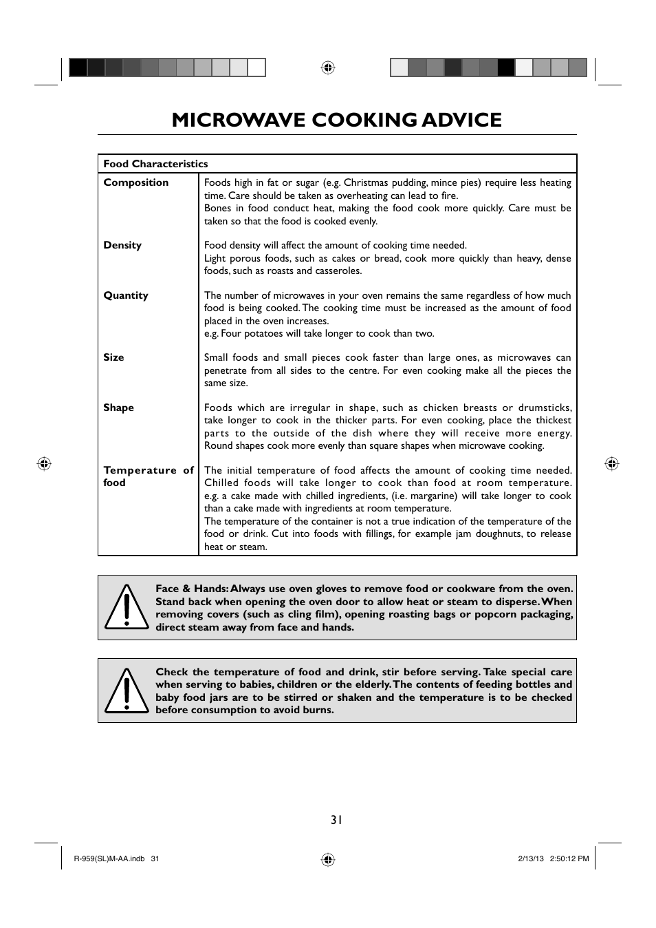 Microwave cooking advice | Sharp R-959SLMAA User Manual | Page 33 / 103