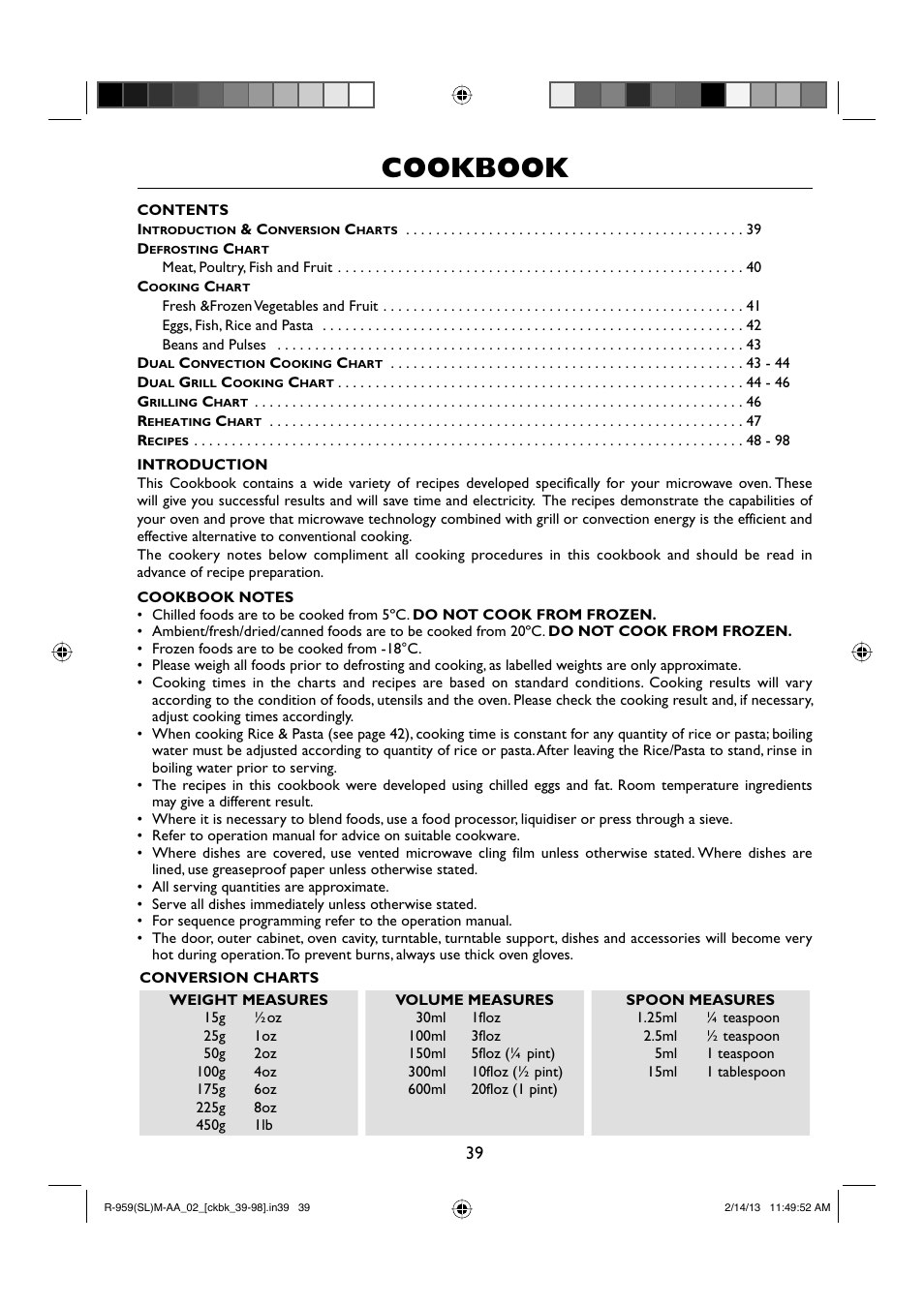 Cookbook | Sharp R-959SLMAA User Manual | Page 41 / 103