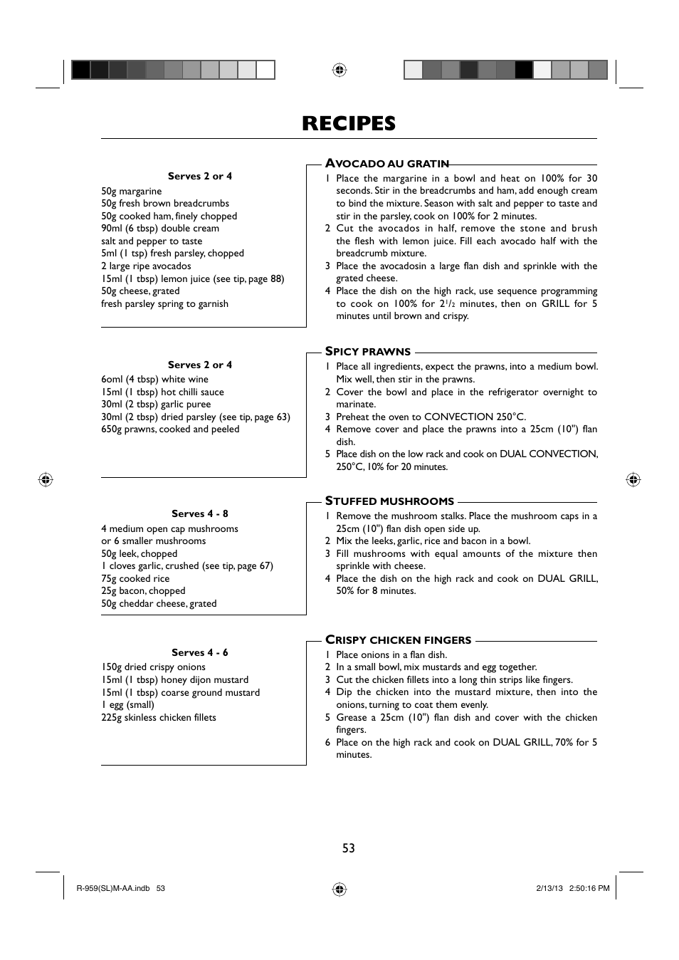 Recipes | Sharp R-959SLMAA User Manual | Page 55 / 103